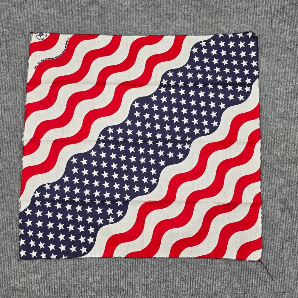 Vintage American Flag Bandana Stars and Stripes Wamcraft Made in USA RN 15187